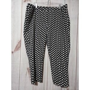 Black & White Patterned Slim Cropped‎ Pants Career Casual Talbots Ladies 18W